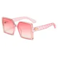 Gafas de sol oversize degradadas rosas para mujer, elegante montura con patillas estampadas. - Rosa Translúcido Degradado Rosa C2