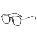Schicke schwarz-goldene unregelmäßige Blaulichtfilter Brille mit modernem Bügel. - Matt Schwarz Goldene Beine Anti-Blaulicht C2