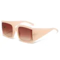 Occhiali da sole quadrati oversize beige con lenti sfumate marroni, montatura spessa. - Marrone Chiaro Marrone Sfumato