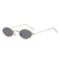 Kleine ovale zonnebril met gouden metalen montuur retro steampunk stijl donkere glazen trendy - Gouden Frame Zwarte Lens C2