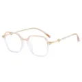 Modische unregelmäßige Blaulichtfilter Brille mit klarem Farbverlauf Rahmen und Metallbügeln. - Verlauf Orange Goldene Beine Anti-Blaulicht C3