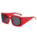 Occhiali da sole quadrati spessi moda rosso retrò montatura larga variante ottica - Montatura Rossa Lente Grigio Nero