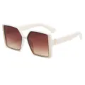 Gafas de Sol de Moda Oversize Montura Blanca Lentes Degradadas Marrones Chic Top - Montura Blanco Porcelana Degradado Gris C7