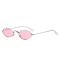 Kleine ovale metalen zonnebril met roze glazen en een stijlvol zilverkleurig montuur. - Zilver Frame Oceaan Roze C5
