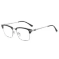 Men's business half-frame glasses black and silver anti-blue light optical frame - Bright Black Silver Frame Anti-Blue Light C2