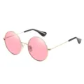 Retro ronde metalen frame gepolariseerde zonnebril met stijlvolle roze lenzen. - Gouden Frame Roze Lens