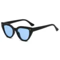 Μαύρα γυαλιά ηλίου cat-eye με γαλάζιους φακούς γυναικεία μόδα street style προστασία UV - Μαύρος Σκελετός Μπλε Φακοί Ωκεανού