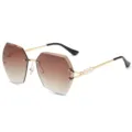 Gafas de sol sin montura con perlas para mujer con lentes degradadas y patillas doradas. - Montura Dorada Marrón Degradado C4