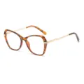 Lunettes anti lumière bleue femme élégante monture écaille branches métalliques vue principale - Écaille Branches Dorées C5