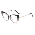 Occhiali Luce Blu Cat Eye Nero Rosa Sfumato Astine Metallo Montatura Ottica - Montatura Sfumata Nero Rosa Aste Dorate Anti-Luce Blu C2