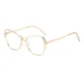 Lunettes anti-lumière bleue femme à monture transparente et branches en métal doré chic. - Jaune Transparent Branches Dorées C2