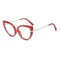 Schicke rote Katzenauge Blaulichtfilter Brille mit Metallbügeln für Damen im Alltag. - Transparenter Roter Rahmen Goldene Beine Anti-Blaulicht C6