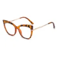 Stilvolle Katzenaugen-Blaulichtfilter-Brille mit Schildpatt-Muster und goldenen Bügeln. - Braunes Schildpatt Goldene Bügel Anti-Blaulicht C5