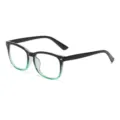 Stylish square blue light blocking glasses featuring gradient green frame and rivet details - Black Top Transparent Green Bottom Frame