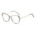 Femmes TR90 Lunettes Anti Lumiere Bleue Cadre Transparent Metal Or Optique Mode - Gris Transparent Branches Dorées C7