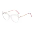 Transparente Katzenauge Blaulichtfilter Brille stilvolle optische Brille Damen Alltag. - Transparenter Rosa Rahmen Goldbein Anti-Blaulicht C7