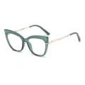 Modische Cat-Eye Blaulichtfilter Brille mit transparentem grünen Rahmen und Gold. - Transparenter Grüner Rahmen Goldbein Anti-Blaulicht C8