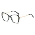 Lunettes anti-lumière bleue femme élégantes, monture optique métal noir et or TR90 - Cadre Noir Branches Dorées C1