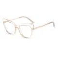 Modische Katzenauge Blaulichtfilter Brille mit klarem Rahmen und goldenen Bügeln Damen. - Transparenter Brauner Rahmen Goldbein Anti-Blaulicht C9