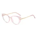 Occhiali da vista occhi di gatto rosa trasparente anti luce blu, montatura TR9016. - Rosa Trasparente Stanghetta Dorata (C6)