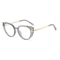 Occhiali da vista gatto grigi anti luce blu con stanghette in metallo a molla chic. - Grigio Trasparente Stanghetta Dorata (C7)