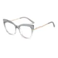 Verlauf Katzenauge Blaulichtfilter Brille Stilvoller TR90 Optischer Rahmen Fuer Damen Mode - Grau Rosa Verlauf Rahmen Goldbein Anti-Blaulicht C4