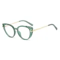Elegante montura per occhiali da vista a gatto verde retrò con aste dorate fini. - Verde Trasparente Stanghetta Dorata (C8)