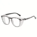 Stijlvolle TR90 Anti-Mist Veiligheidsbril Blauwlichtfilter Bril met Zijbescherming - Anti-Blauw Licht Bril (C25) / Zwarte Luipaard