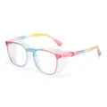 Kleurrijke beschermende bril met regenboogverloop, zijkleppen en heldere blauwlichtlenzen. - Anti-Blauw Licht Bril (C27) / Multicolor Gradiënt