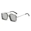 Rétro steampunk carré métal creux lunettes de soleil pour femmes mode accessoire élégant - Monture Argent Verres Argent