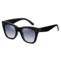 Gafas de sol de ojo de gato gruesas negras con lentes degradadas moda mujer elegante - Marco Negro Brillante Gris Degradado