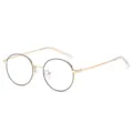 Vintage Metall Runde Blaulichtfilter Brille Klares Gestell Optische Brillen Mode - Goldrahmen Schwarzer Ring (Transparenter Schenkel)