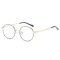 Round metal frame anti-blue light glasses, gold and black vintage optical frames for unisex. - Retro Style (C3) / Anti-Blue Light Plain Lens / Gold Frame Black Ring (Black Leg)