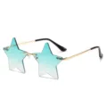 Modische sternförmige rahmenlose Sonnenbrille mit grünen Farbverlaufgläsern und Metallbügeln. - Goldener Rahmen Verlauf Grün C8