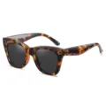 Gafas de sol ojo de gato carey para mujer, montura gruesa tendencia, protección UV. - Marco carey lechoso lente gris