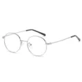 Silver metal round anti-blue light glasses, stylish vintage literary optical frame. - Minimalist Style (C4) / Anti-Blue Light Plain Lens / Silver Frame
