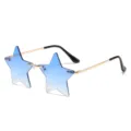 Blau abgestufte sternfoermige rahmenlose Sonnenbrille, stylische Mode Sonnenbrille. - Goldener Rahmen Verlauf Blau C11