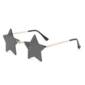 Fashion star shaped rimless sunglasses for women and men, UV protection party eyewear. - Gold Frame Black Lens