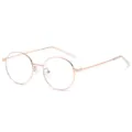 Classic round metal anti-blue light glasses with vintage rose gold frame for daily wear. - Fashion Style (C5) / Anti-Blue Light Plain Lens / Rose Gold Frame