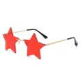 Red star rimless sunglasses for women, funny creative fashion eyewear variant for daily party wear. - Gold Frame Ocean Red C2