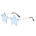 Blue star rimless sunglasses, irregular pentagram fashion sun glasses for women and men. - Gold Frame Ocean Blue C3