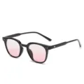 Zwarte brilmontuur met roze verlooplenzen, vintage ronde anti-blauwlicht optische brillen. - Zwart Frame Gradiënt Roze