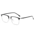 Men's stylish half-frame metal anti-blue light glasses business optical frame eyewear - Silver Black (C2)