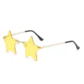 Stylish yellow star-shaped rimless sunglasses with gold metal frames for a party. - Gold Frame Ocean Yellow Lens