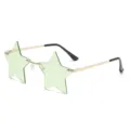 Trendy stylish star-shaped rimless sunglasses with green lenses for women and men. - Gold Frame Ocean Green C5