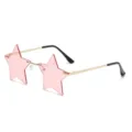 Pink Star Sunglasses Fashion Rimless Sun Glasses Unique Design UV Protection Eyewear - Gold Frame Ocean Pink C7
