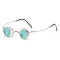 Gafas de sol redondas de doble anillo vintage plegable metal montura pequeña retro - Montura Plateada Lente Verde