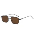 Korean style small frame double bridge sunglasses, retro square brown lens fashion eyewear. - Black Frame Brown Lens