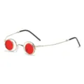 Retro folding round sunglasses with gold metal frame and red lenses for women and men. - Gold Frame Red Lens C2