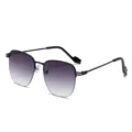 Donne occhiali da sole semi montatura sfumati neri retro metallo protezione solare chic - Montatura Nera Grigio Sfumato (C1)